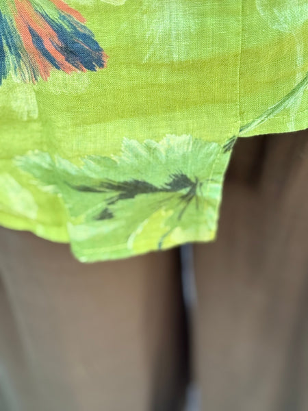 Transparente Linen Flower Top- Kiwi