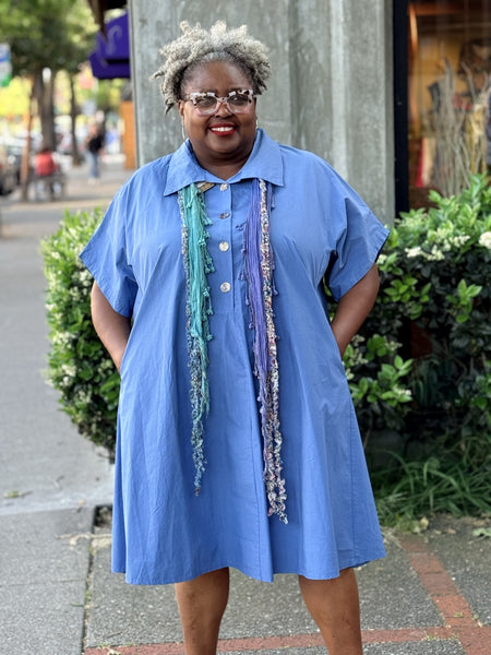 Transparente Cotton Coat Dress-Blue