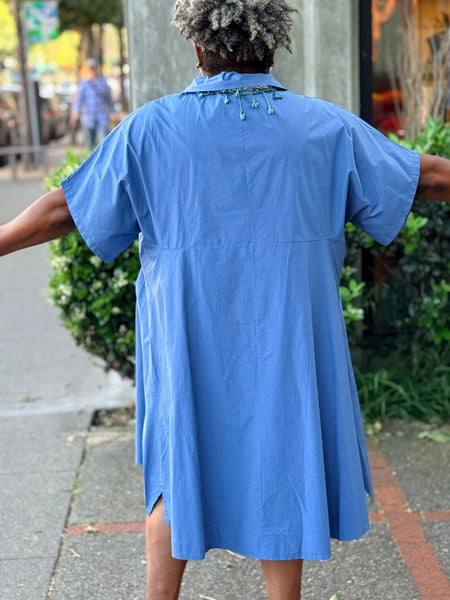 Transparente Cotton Coat Dress-Blue