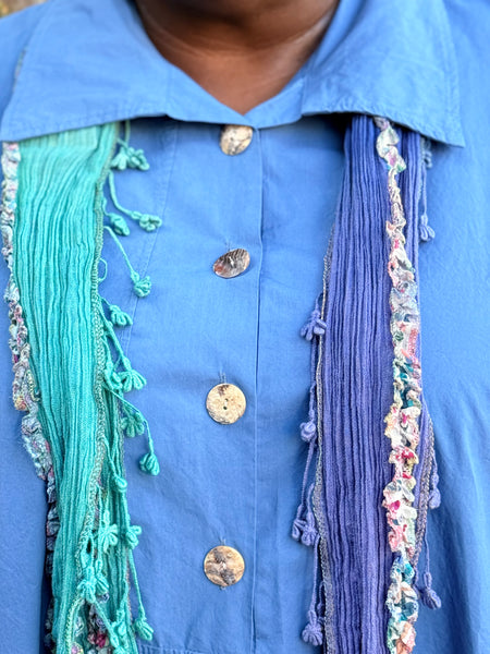 Transparente Cotton Coat Dress-Blue