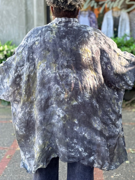 Heyne Bogut Linen Gauze Tie-Dye Cardigan- Grey/Green