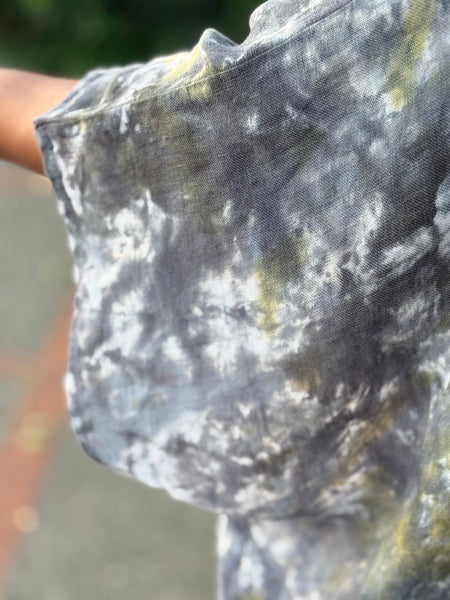 Heyne Bogut Linen Gauze Tie-Dye Cardigan- Grey/Green