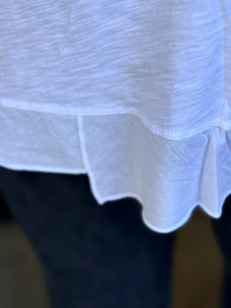 Jess and Jane Notch Neck Swing Tee- White