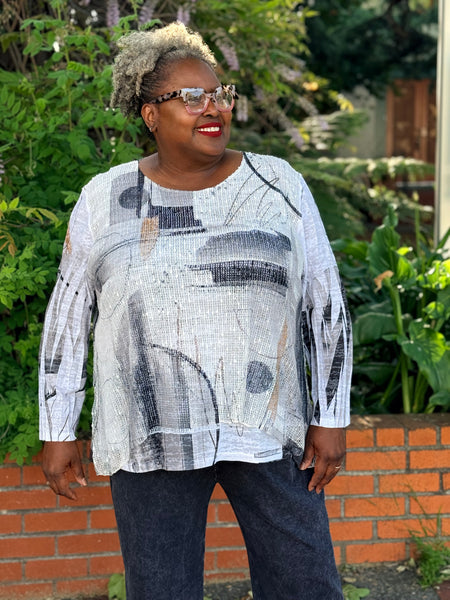 Jess and Jane Boucle Mesh Layered Top- Tango