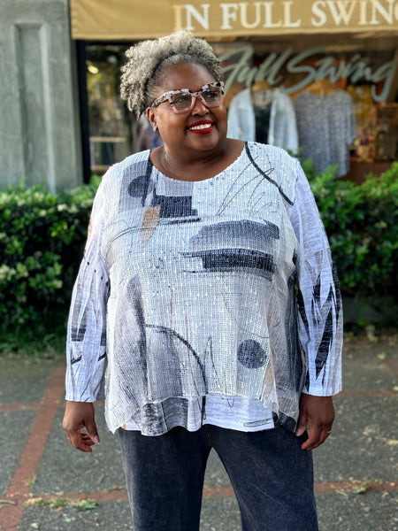 Jess and Jane Boucle Mesh Layered Top- Tango