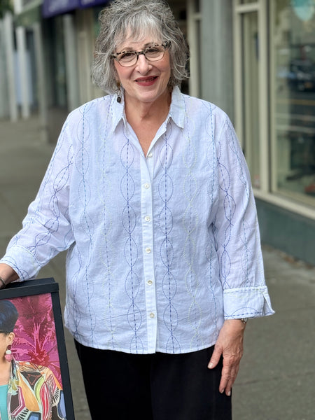 Habitat Chain Stitch Embroidery Shape Shirt- White