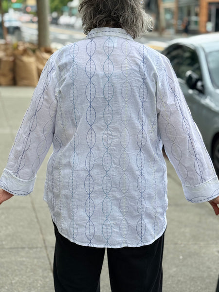 Habitat Chain Stitch Embroidery Shape Shirt- White