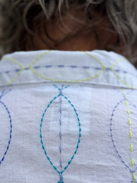 Habitat Chain Stitch Embroidery Shape Shirt- White