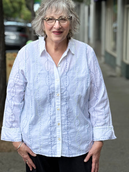 Habitat Chain Stitch Embroidery Shape Shirt- White