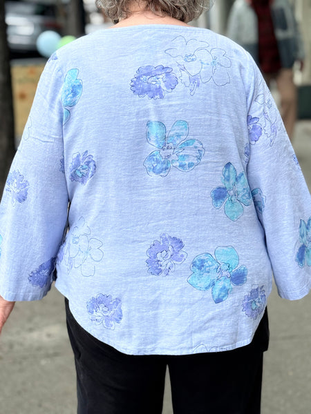 Habitat Floral Linen Button Up- Cornflower