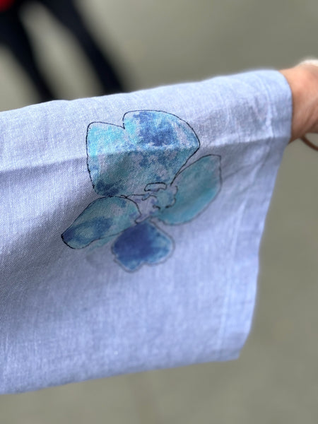 Habitat Floral Linen Button Up- Cornflower