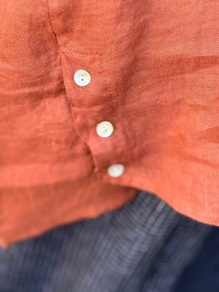 Amorosa Oversized Linen Button Down- Redwood