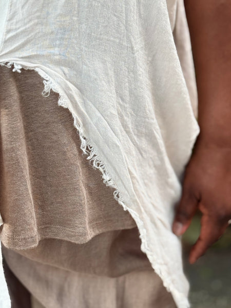 Amorosa Linen Fringe Jacket- Cream