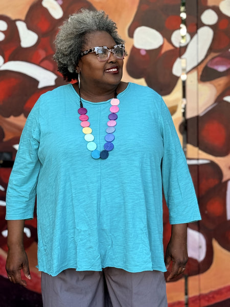 Kleen Seamed 3/4 Sleeve Swing Tee-Ocean