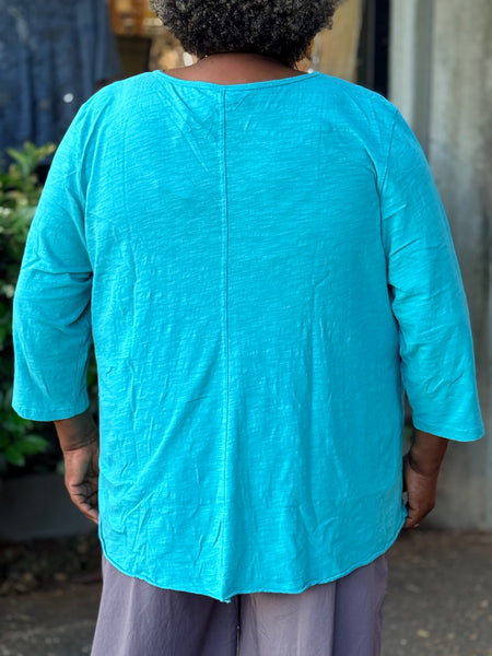 Kleen Seamed 3/4 Sleeve Swing Tee-Ocean