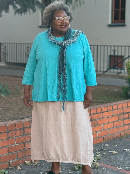 Kleen Linen Shirring Skirt- Walnut