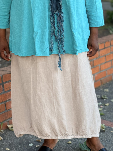 Kleen Linen Shirring Skirt- Walnut