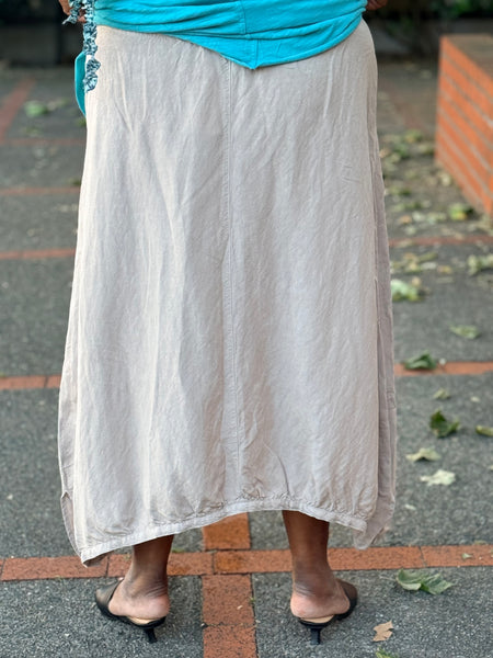 Kleen Linen Shirring Skirt- Walnut