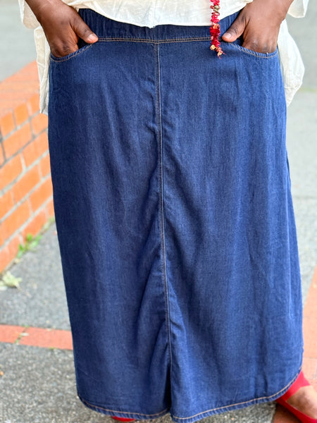 Kleen Citron Bleu Denim A-line Skirt-Nightblue