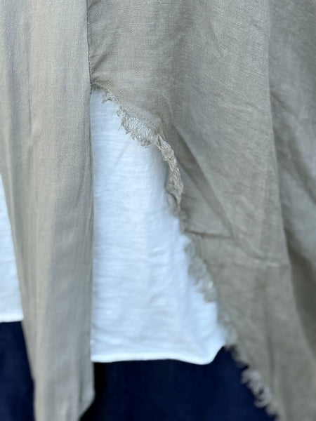 Amorosa Linen Fringe Jacket-Taupe