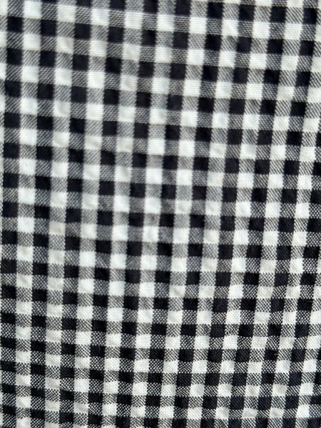 Eileen Fisher B/W Cotton Pucker Check Wide-Leg Pant
