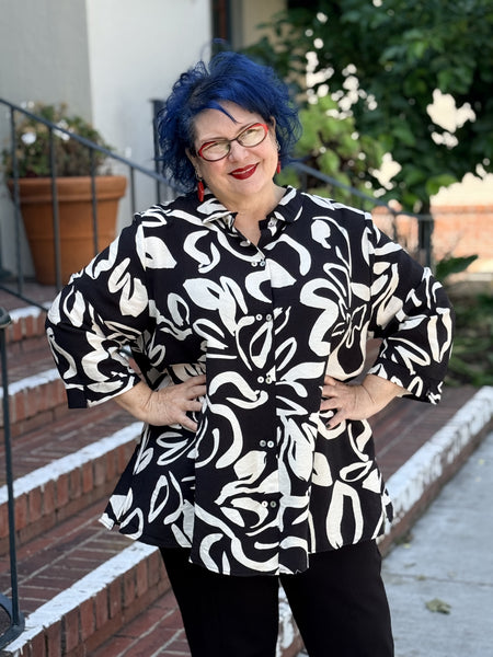 Niche Canyon Blouse- Black/White Floral