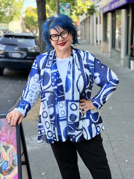 Jess and Jane Crepe Mesh Drape Cardigan-Dottie