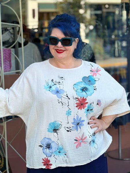 Jess and Jane Double Gauze Poncho Top-Serenade