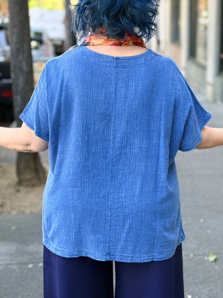 Jess and Jane Mineral Wash Short Sleeve-Indigo