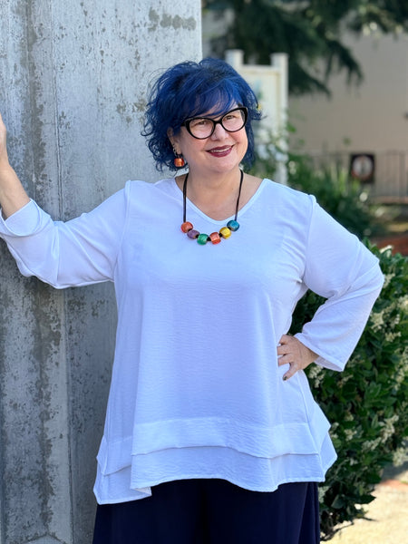 Sydney Project V-Neck Swing Top-White