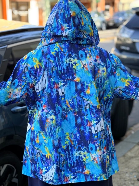 I-Reversibles Abstract Hooded Rain Jacket-Multi