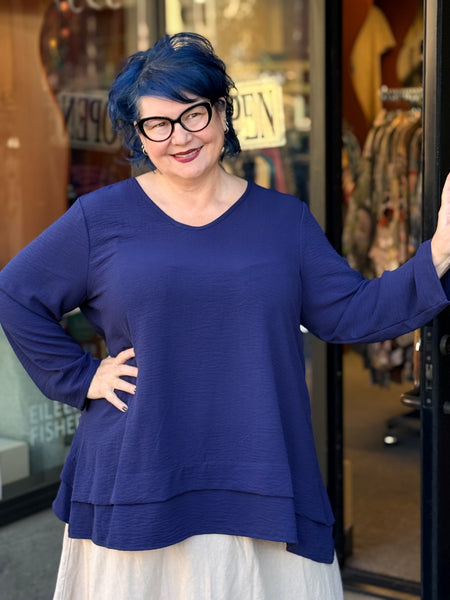 Sydney Project V-Neck Swing Top-Navy