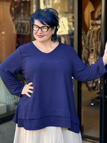 Sydney Project V-Neck Swing Top-Navy