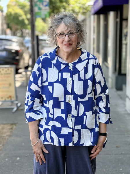 Niche Twin Button Blouse -Blue Mod