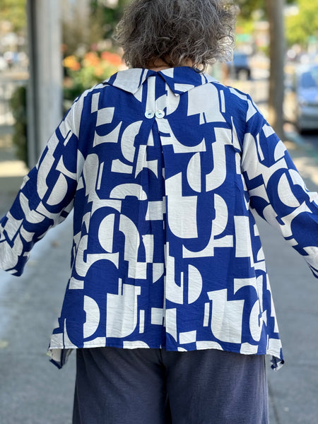 Niche Twin Button Blouse -Blue Mod