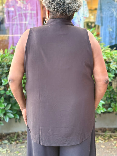 Blue Sky Bamboo Linen Hula Tank- Black