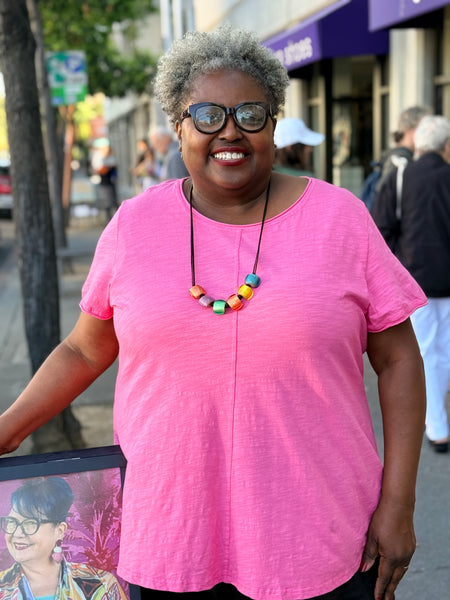 Kleen Seamed Short Sleeve Tee-Rose Pink