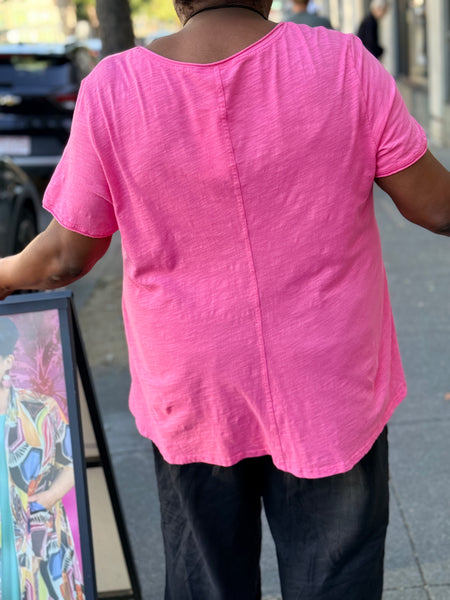 Kleen Seamed Short Sleeve Tee-Rose Pink