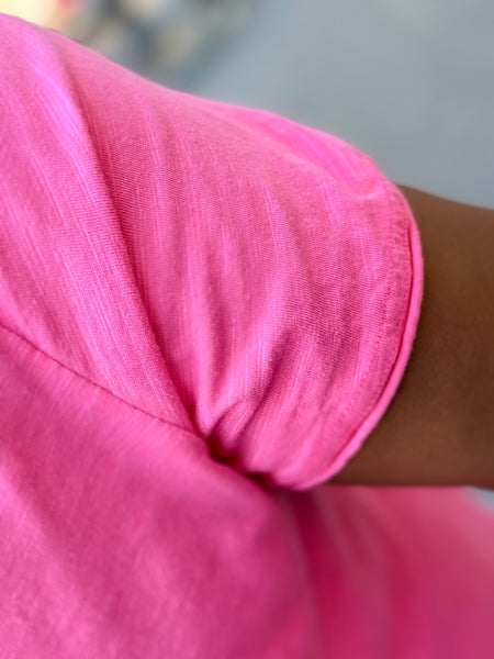Kleen Seamed Short Sleeve Tee-Rose Pink
