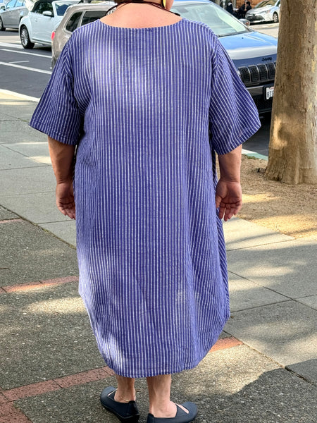 Pure Plus Cotton Gauze Dress with Pockets- Purple