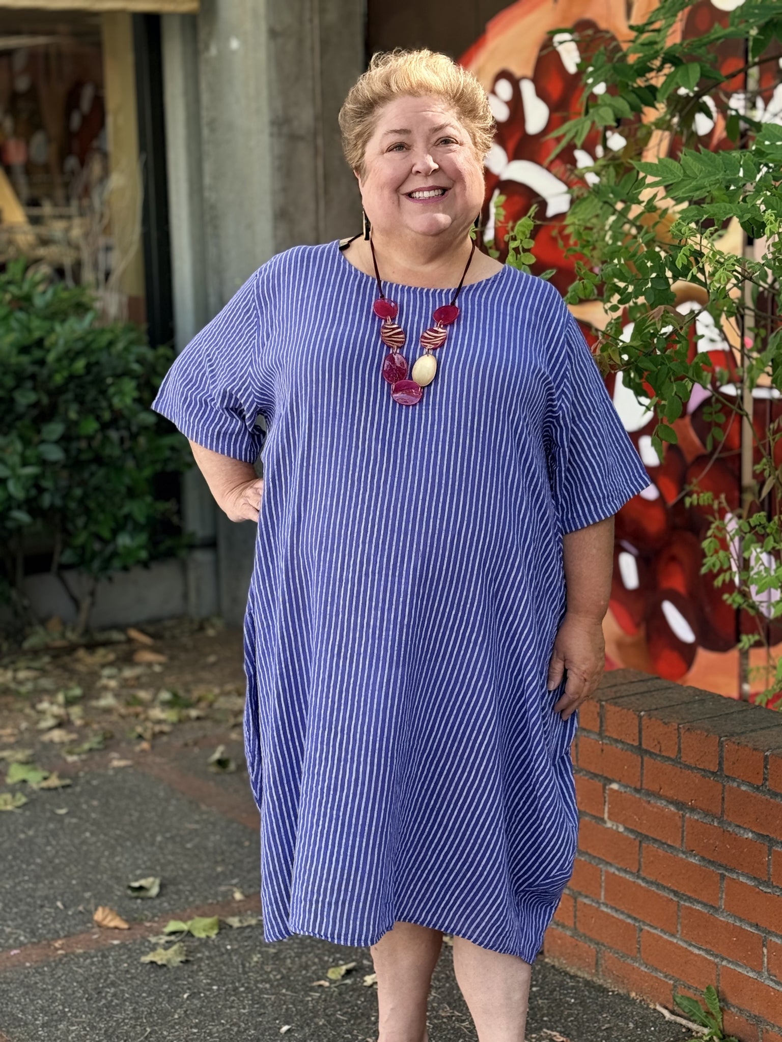Pure Plus Cotton Gauze Dress with Pockets- Purple – In Full Swing