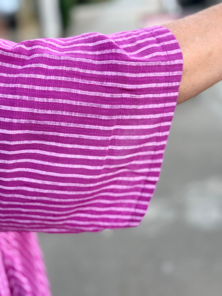 Pure Plus Cotton Gauze Dress with Pockets-Magenta