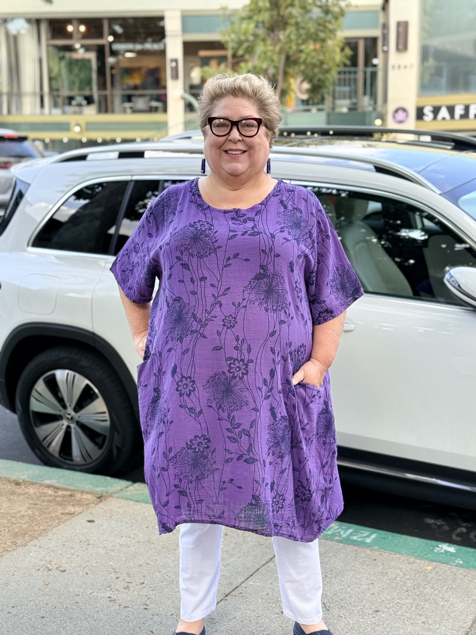 purple cotton dress Pure Plus Purple Cotton Gauze Short Dress Dress with Pockets-OS – In Full  Swing