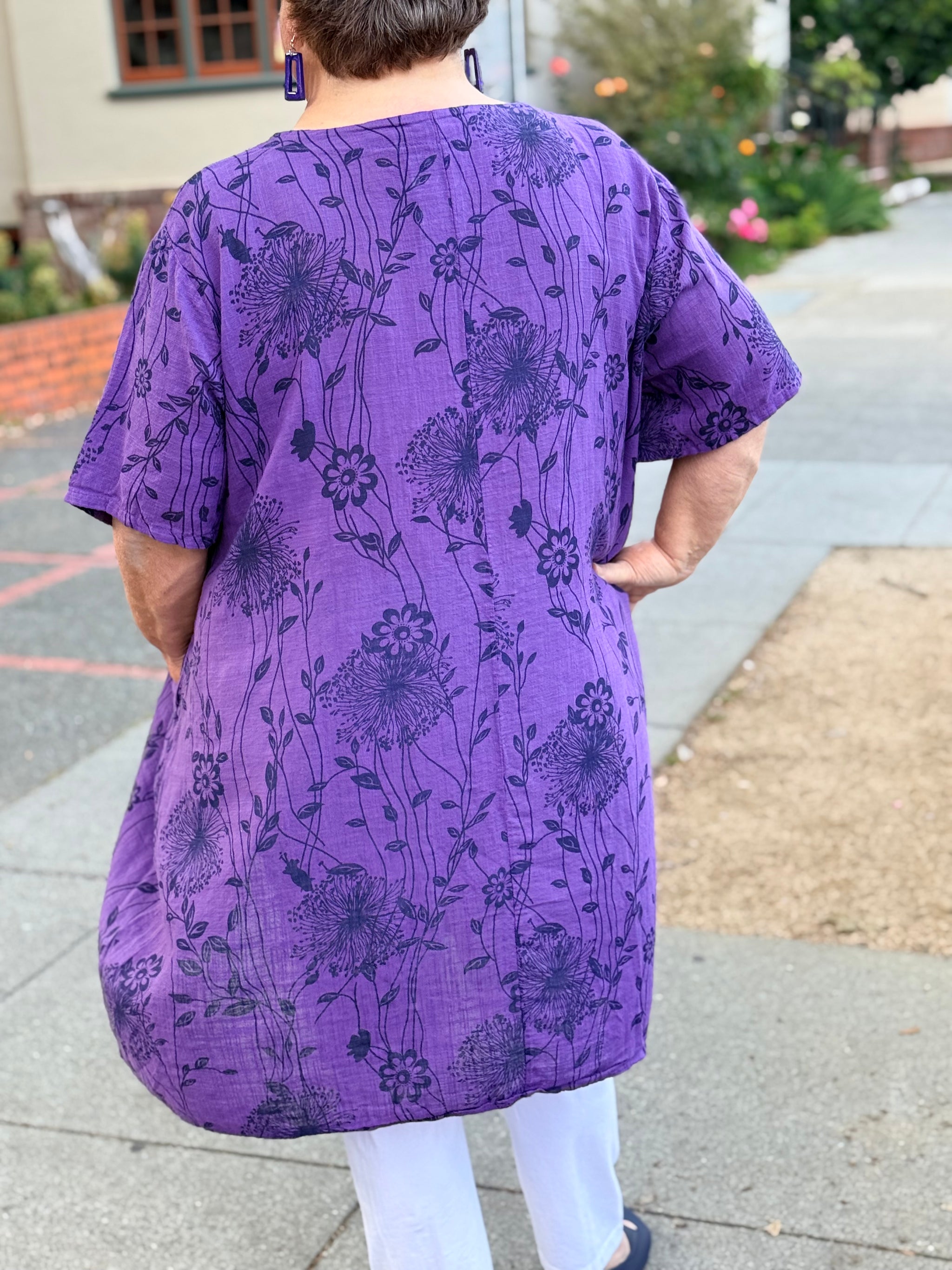 purple cotton dress Pure Plus Purple Cotton Gauze Short Dress Dress with Pockets-OS – In Full  Swing