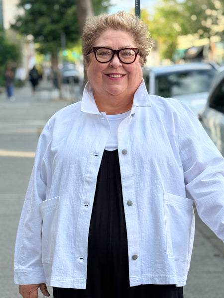 Eileen Fisher Slub Cotton Linen Jacket- White