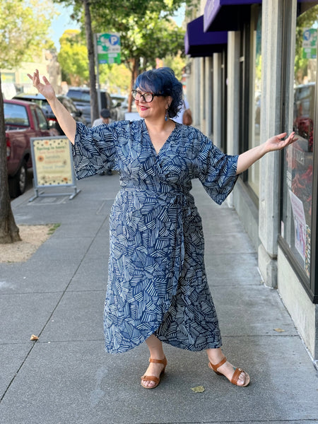 The Parlour Velma Wrap Dress-Blue