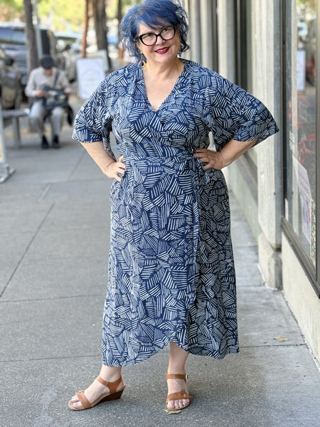 The Parlour Velma Wrap Dress-Blue