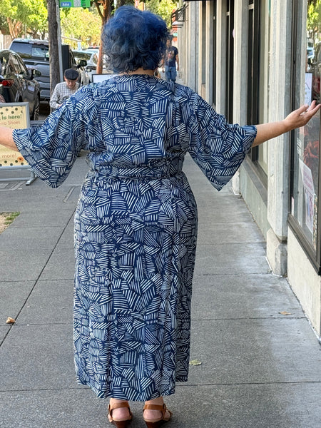 The Parlour Velma Wrap Dress-Blue