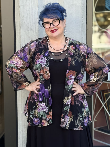 Aris A Chiffon Burnout Print Floral Jacket