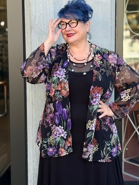 Aris A Chiffon Burnout Print Floral Jacket